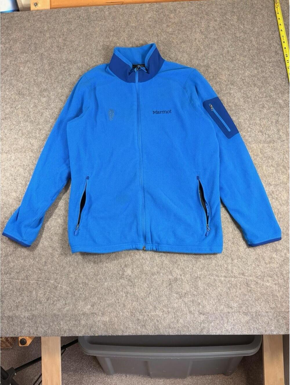 Marmot Jacket Mens Large Blue Fleece Full Zip Lightweight Hiking Outdoor Casual
